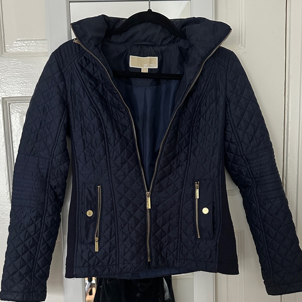 Michael Kors Navy Quilted Puffer Jacket